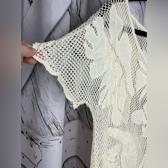 Anthropologie Lilka Ivory Mesh Appliquéd Tunic S - Picture 2 of 7